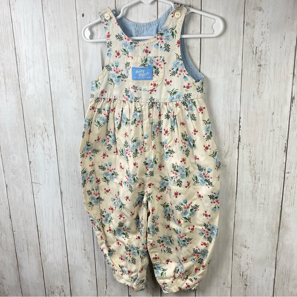 Vintage Oshkosh B’gosh Baby Floral Print Bubble Romper Overall Jumper Sz 18 Ms